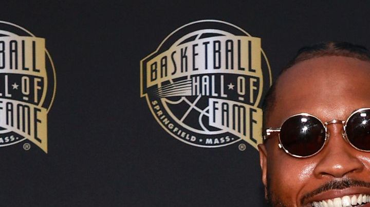 SPRINGFIELD, MASSACHUSETTS - AUGUST 12: Carmelo Anthony attends the 2023 Naismith Basketball Hall of Fame Induction at Symphony Hall on August 12, 2023 in Springfield, Massachusetts. (Photo by Mike Lawrie/Getty Images)