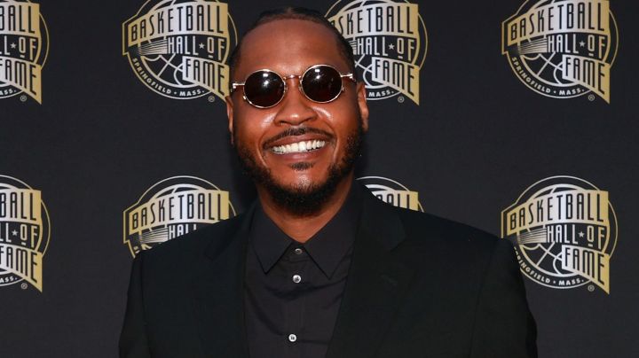 SPRINGFIELD, MASSACHUSETTS - AUGUST 12: Carmelo Anthony attends the 2023 Naismith Basketball Hall of Fame Induction at Symphony Hall on August 12, 2023 in Springfield, Massachusetts. (Photo by Mike Lawrie/Getty Images)