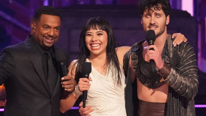 ALFONSO RIBEIRO, XOCHITL GOMEZ, VAL CHMERKOVSKY during Dancing with the Stars Monster Night