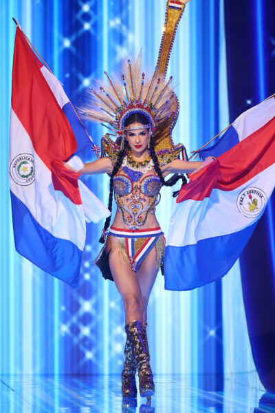 SAN SALVADOR, EL SALVADOR - NOVEMBER 16: Miss Paraguay Elicena Andrada Orrego attends the 72nd Miss Universe Competition - National Costume Show at Gimnasio Nacional Jose Adolfo Pineda on November 16, 2023 in San Salvador, El Salvador. (Photo by Hector Vivas/Getty Images)