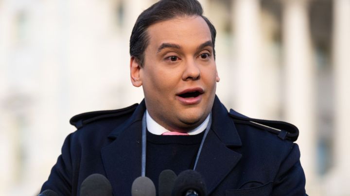 WASHINGTON - NOVEMBER 30: Rep. George Santos, R-N.Y., holds a news conference outside the U.S. Capitol on Thursday, November 30, 2023, to discuss the upcoming vote to expel him from Congress. (Bill Clark/CQ-Roll Call, Inc via Getty Images)