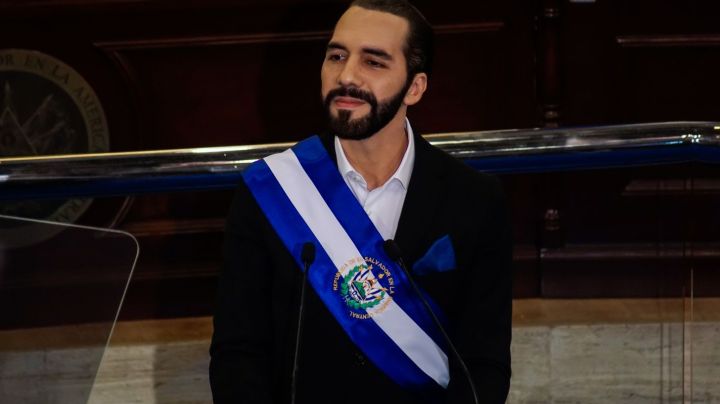 SAN SALVADOR, EL SALVADOR - JUNE 1: Salvadoran President Nayib Bukele gestures during a report to the nation for the 4th year of the current presidential administration in the plenary session at the Legislative Assembly on June 1, 2023 in San Salvador, El Salvador. President of El Salvador Nayib Bukele marks his fourth year of government on June 1 as he seeks re-election in the 2024 elections for a further 5-year period, despite accusations of being unconstitutional. (Photo by Alex Peña/Getty Images)