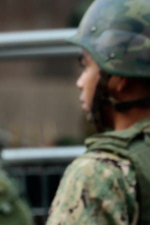 QUITO, ECUADOR - JANUARY 10: Military personnel stand guard at Presidency of the Republic on January 10, 2024 in Quito, Ecuador. President Noboa declared "internal armed conflict" after hooded and armed men broke into TC Television's live broadcast, among other violent incidents across the country on Tuesday. Ecuador has been hit by explosions, police kidnappings, and prison disturbances since Noboa on Monday declared a nationwide state of emergency after gang leader Adolfo "Fito" Macias escaped from a prison in Guayaquil. (Photo by Franklin Jacome/Agencia Press South/Getty Images)