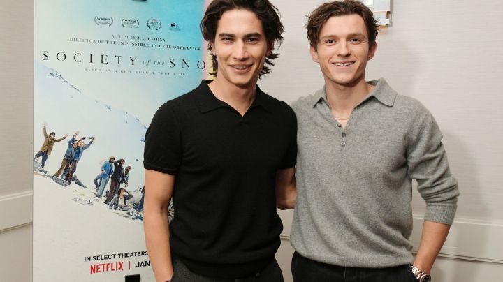 WEST HOLLYWOOD, CALIFORNIA - DECEMBER 02: (L-R) Enzo Vogrincic and Tom Holland attend Netflix's Society of the Snow Los Angeles Tastemaker Screening at The London West Hollywood at Beverly Hills on December 02, 2023 in West Hollywood, California. (Photo by Charley Gallay/Getty Images for Netflix)