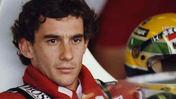 Portrait of Ayrton Senna of Brazil as he sits aboard the #1 Honda Marlboro McLaren McLaren MP4/5 Honda V10 during practice for the Hungarian Grand Prix on 12 August 1989 at the Hungaroring Circuit, Budapest, Hungary. (Photo by Pascal Rondeau/Getty Images)