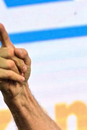 Former Panamanian president and presidential candidate Ricardo Martinelli speaks during a political rally in Panama City on February 3, 2024. Martinelli kicked off his campaign for the May 5 presidential election on Saturday at a rally with thousands of supporters, a day after his candidacy was put at risk by an unappealable court ruling. (Photo by MARTIN BERNETTI / AFP) (Photo by MARTIN BERNETTI/AFP via Getty Images)