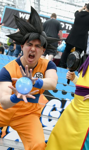 NEW YORK, NY - OCTOBER 04: Cosplayers dressed as Dragon Ball characters during New York Comic Con 2018 at Jacob K. Javits Convention Center on October 4, 2018 in New York City. (Photo by Craig Barritt/Getty Images for New York Comic Con)