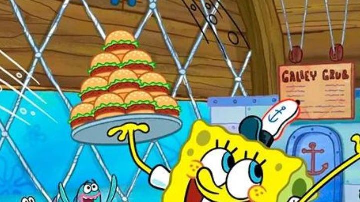 Spongebob Squarepants in Krusty Krab with friends