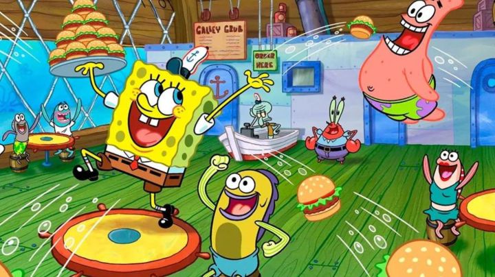 Spongebob Squarepants in Krusty Krab with friends