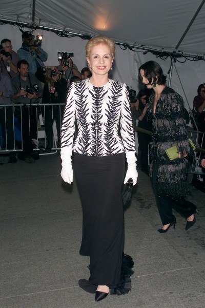 Designer Carolina Herrera arrives at the Metropolitan Museum's Costume Institute Gala for the opening of 'Jacqueline Kennedy: The White House Years' at the Metropolitan Museum of Art in New York City. 04/23/2001. Photo: Evan Agostini/Getty Images