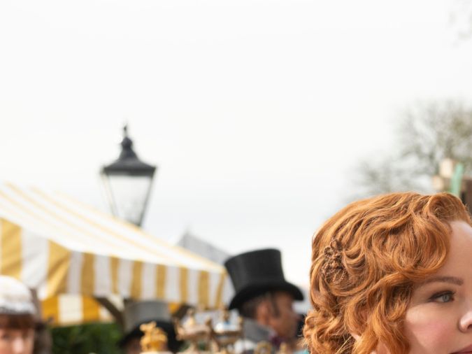 Bridgerton. (L to R) Nicola Coughlan as Penelope Featherington, Luke Newton as Colin Bridgerton in episode 302 of Bridgerton. Cr. Liam Daniel/Netflix © 2024