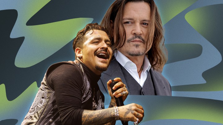 Christian Nodal and Johnny Depp in collage