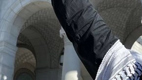 Lazaro Aguero during Palestine protests.