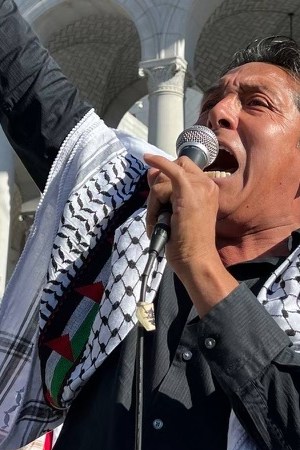 Lazaro Aguero during Palestine protests.