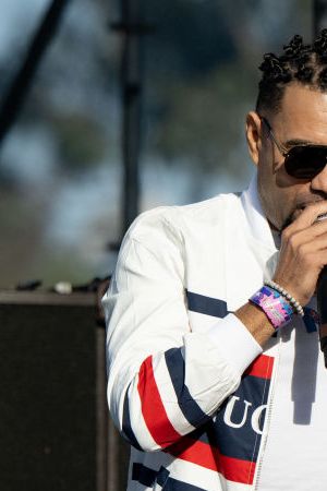 Mala Fe performs onstage at Dodger Stadium.