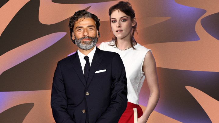 Oscar Isaac and Kristen Stewart in collage