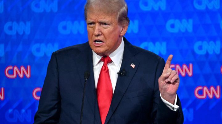 Former US President and Republican presidential candidate Donald Trump speaks as he participates in the first presidential debate of the 2024 elections with US President Joe Biden at CNN's studios in Atlanta, Georgia, on June 27, 2024. (Photo by ANDREW CABALLERO-REYNOLDS / AFP) (Photo by ANDREW CABALLERO-REYNOLDS/AFP via Getty Images)