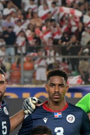 Dominican Republic's players pose for a picture before the start of the international friendly football match between Peru and Dominican Republic at the Monumental Stadium in Lima on March 26, 2024. (Photo by ERNESTO BENAVIDES / AFP) (Photo by ERNESTO BENAVIDES/AFP via Getty Images)