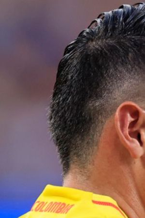 James Rodriguez and Lionel Messi collage