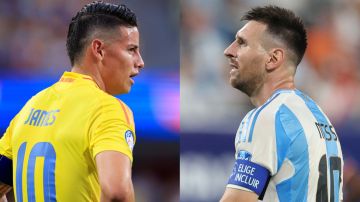 James Rodriguez and Lionel Messi collage