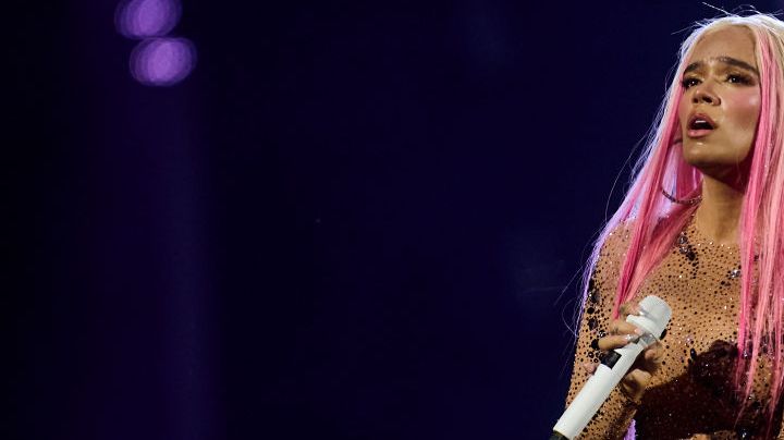 MADRID, SPAIN - JULY 20: Colombian singer Karol G performs on stage during the "Mañana Será Mejor Europe Summer Tour at Santiago Bernabéu Stadium on July 20, 2024 in Madrid, Spain. (Photo by Borja B. Hojas/WireImage)
