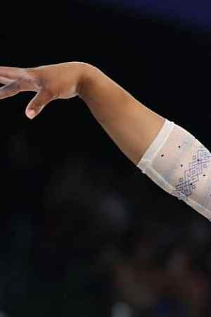 PARIS, FRANCE - JULY 28: Hillary Heron of Team Panama competes in the floor exercise during the Artistic Gymnastics Women's Qualification on day two of the Olympic Games Paris 2024 at Bercy Arena on July 28, 2024 in Paris, France. (Photo by Naomi Baker/Getty Images)