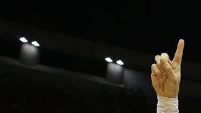 Puerto Rico's players celebrate with the ticket to the 2024 Paris Olympics after defeating Lithuania during the 2024 FIBA Men's Olympic Qualifying Tournament basketball match in San Juan, Puerto Rico, on July 7, 2024. (Photo by Ricardo ARDUENGO / AFP) (Photo by RICARDO ARDUENGO/AFP via Getty Images)
