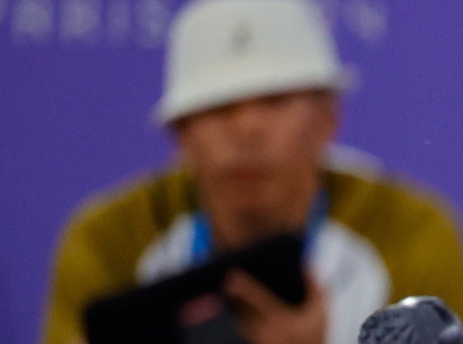 Victor Montalvo of the United States, known as B-Boy Victor, competes during the breaking B-boys bronze medal battle at the Paris 2024 Olympic Games in Paris, France, Aug. 10, 2024. (Photo by Shen Bohan/Xinhua via Getty Images)