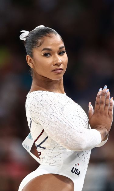 PARIS, FRANCE - AUGUST 05: Jordan Chiles of Team United States competes in the Artistic Gymnastics Women's Floor Exercise Final on day ten of the Olympic Games Paris 2024 at Bercy Arena on August 05, 2024 in Paris, France. (Photo by Naomi Baker/Getty Images)