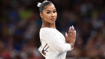PARIS, FRANCE - AUGUST 05: Jordan Chiles of Team United States competes in the Artistic Gymnastics Women's Floor Exercise Final on day ten of the Olympic Games Paris 2024 at Bercy Arena on August 05, 2024 in Paris, France. (Photo by Naomi Baker/Getty Images)