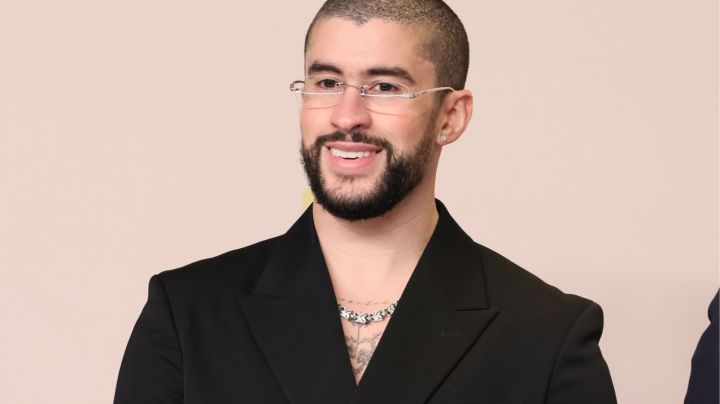 HOLLYWOOD, CALIFORNIA - MARCH 10: Bad Bunny poses in the press room during the 96th Annual Academy Awards at Ovation Hollywood on March 10, 2024 in Hollywood, California. (Photo by Rodin Eckenroth/Getty Images)