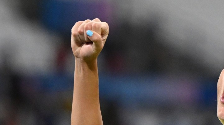 MARSEILLE, FRANCE - AUGUST 06: Gabi Portilho #18 of Team Brazil celebrates victory after the Women's semifinal match between Brazil and Spain during the Olympic Games Paris 2024 at Stade de Marseille on August 06, 2024 in Marseille, France. (Photo by Clive Mason/Getty Images)