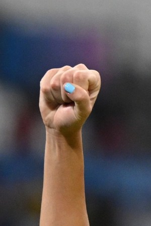 MARSEILLE, FRANCE - AUGUST 06: Gabi Portilho #18 of Team Brazil celebrates victory after the Women's semifinal match between Brazil and Spain during the Olympic Games Paris 2024 at Stade de Marseille on August 06, 2024 in Marseille, France. (Photo by Clive Mason/Getty Images)