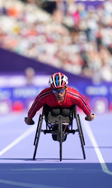 Rattana Chaiwat of Thailand in action in Men's 100m - T34 Round 1 during the Paris 2024 Paralympic Games at Stade de France on September 1, 2024. (Photo by Ulrik Pedersen/NurPhoto via Getty Images)