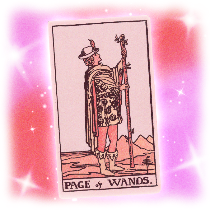 Page of Wands tarot card for December reading
