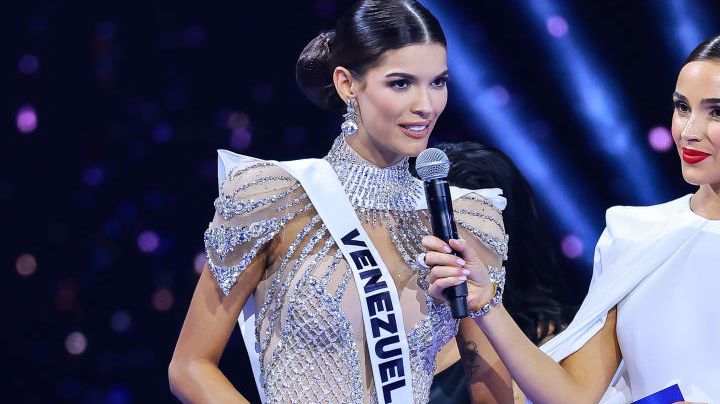 MEXICO CITY, MEXICO - NOVEMBER 16: Miss Venezuela, Ileana Marquez, speaks in The 73rd Miss Universe Competition - show at Arena Ciudad de Mexico on November 16, 2024 in Mexico City, Mexico. (Photo by Hector Vivas/Getty Images)