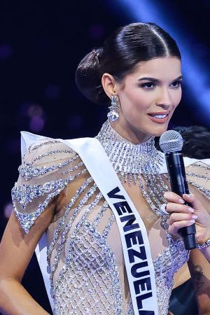 MEXICO CITY, MEXICO - NOVEMBER 16: Miss Venezuela, Ileana Marquez, speaks in The 73rd Miss Universe Competition - show at Arena Ciudad de Mexico on November 16, 2024 in Mexico City, Mexico. (Photo by Hector Vivas/Getty Images)