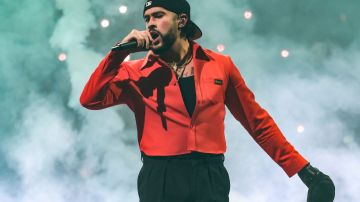 'NO ME QUIERO IR_NEW YORK, NEW YORK - APRIL 11: Bad Bunny performs during his "Most Wanted" tour at Barclays Center on April 11, 2024 in New York City. (Photo by Kevin Mazur/WireImage)