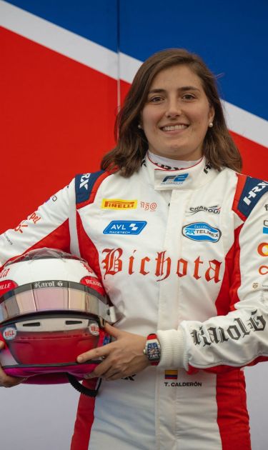 Colombian F2 driver Tatiana Calderon racing for the Charouz Racing System Team poses for a photo ahead of the race at the Zandvoort circuit on September 2, 2022. (Photo by Andrej ISAKOVIC / AFP) (Photo by ANDREJ ISAKOVIC/AFP via Getty Images)