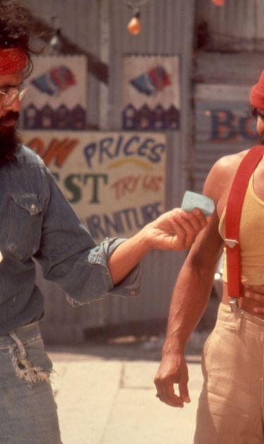 SEPTEMBER 1978: Comedians Tommy Chong and Cheech Marin in a scene from the movie Up In Smoke which was released in September 1978. (Photo by Michael Ochs Archives/Getty Images)