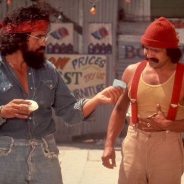 SEPTEMBER 1978: Comedians Tommy Chong and Cheech Marin in a scene from the movie Up In Smoke which was released in September 1978. (Photo by Michael Ochs Archives/Getty Images)