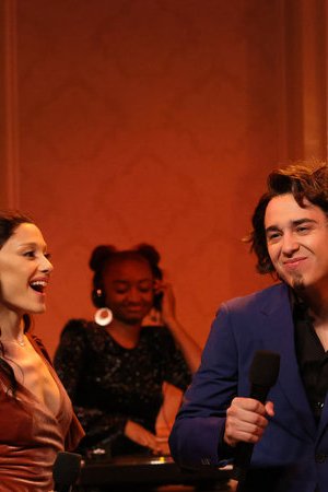 SNL -- Episode 1867 -- Pictured: (l-r) Sarah Sherman, host Ariana Grande, Marcello Hernández as Domingo, Heidi Gardner, and Ego Nwodim during the “Bridesmaid Speech” sketch on Saturday, October 12, 2024 -- (Photo by: Will Heath/NBC)