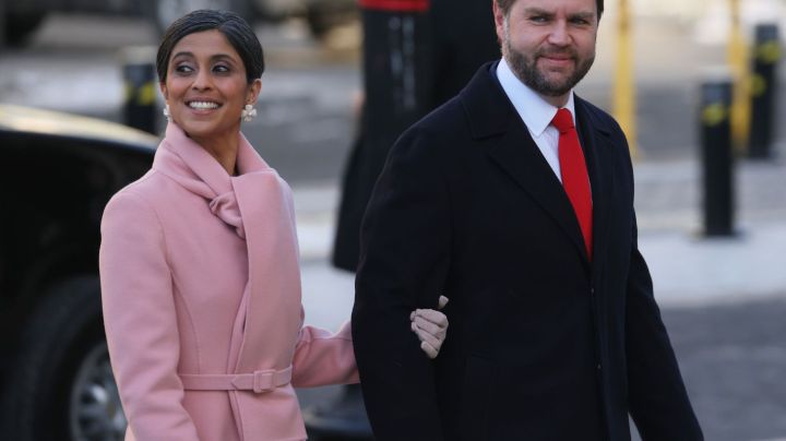 WASHINGTON, DC - JANUARY 20: Usha Vance and Vice President-elect, U.S. Sen. J.D. Vance (R-OH) arrive for service at St. John's Church as part of Inauguration ceremonies on January 20, 2025 in Washington, DC. Donald Trump takes office for his second term as the 47th president of the United States. (Photo by Scott Olson/Getty Images)