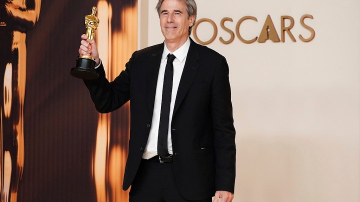 Walter Salles, winner of the award for "I'm Still Here" from Brazil, for best international feature film, poses in the press room at the Oscars on Sunday, March 2, 2025, at the Dolby Theatre in Los Angeles. (Photo by Jordan Strauss/Invision/AP)