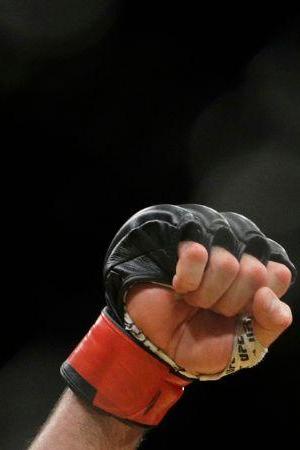 Cain Velasquez celebrates after defeating Travis Browne in their heavyweight mixed martial arts bout at UFC 200, Saturday, July 9, 2016, in Las Vegas. (AP Photo/John Locher)