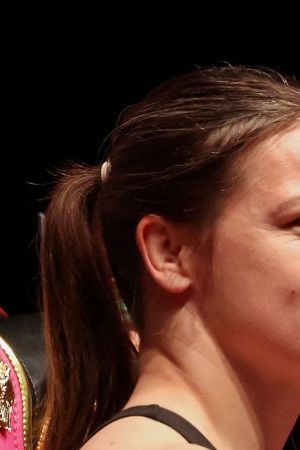 DALLAS, TEXAS - NOVEMBER 14: (L-R) Katie Taylor and Amanda Serrano attend the weigh-in for LIVE on Netflix: Jake Paul vs. Mike Tyson at the Toyota Music Factory on November 14, 2024 in Dallas, Texas. (Photo by Brett Carlsen/Getty Images for Netflix © 2024)