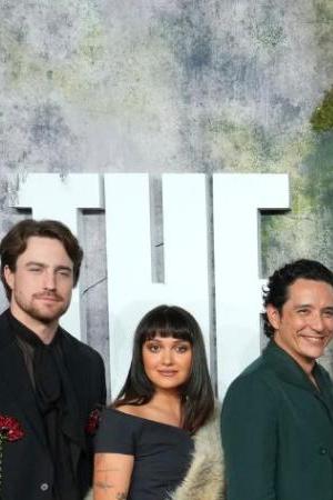 Danny Ramirez, from left, Spencer Lord, Ariela Barer, Gabriel Luna, Kaitlyn Dever, Pedro Pascal, Bella Ramsey, Tati Gabrielle, Isabela Merced, Jeffrey Wright, Rutina Wesley and Young Mazino arrive at the season two premiere of "The Last of Us" on Monday, March 24, 2025, at TCL Chinese Theatre in Los Angeles. (Photo by Jordan Strauss/Invision/AP)