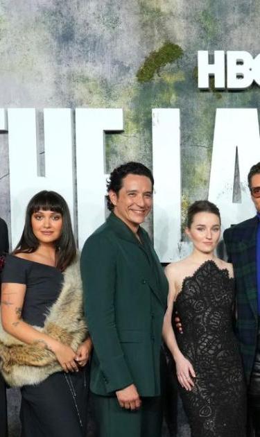 Danny Ramirez, from left, Spencer Lord, Ariela Barer, Gabriel Luna, Kaitlyn Dever, Pedro Pascal, Bella Ramsey, Tati Gabrielle, Isabela Merced, Jeffrey Wright, Rutina Wesley and Young Mazino arrive at the season two premiere of "The Last of Us" on Monday, March 24, 2025, at TCL Chinese Theatre in Los Angeles. (Photo by Jordan Strauss/Invision/AP)