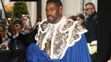 Colman Domingo departs The Carlyle Hotel prior to attending The Metropolitan Museum of Art's Costume Institute benefit gala celebrating the opening of "Superfine: Tailoring Black Style" on Monday, May 5, 2025, in New York. (Photo by Andy Kropa/Invision/AP)