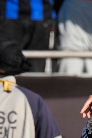Monterrey's Sergio Ramos, center, celebrates scoring the opening goal with teammate Lucas Ocampos during the Club World Cup group E soccer match between CF Monterrey and Inter Milan in Pasadena, Calif., Tuesday, June 17, 2025. (AP Photo/Mark J. Terrill)